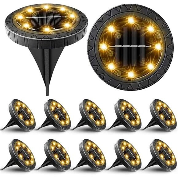 2 Sets Solar Powered Ground lights 12 Pack,Waterproof LED Solar Lights Outdoor l - Picture 1 of 7